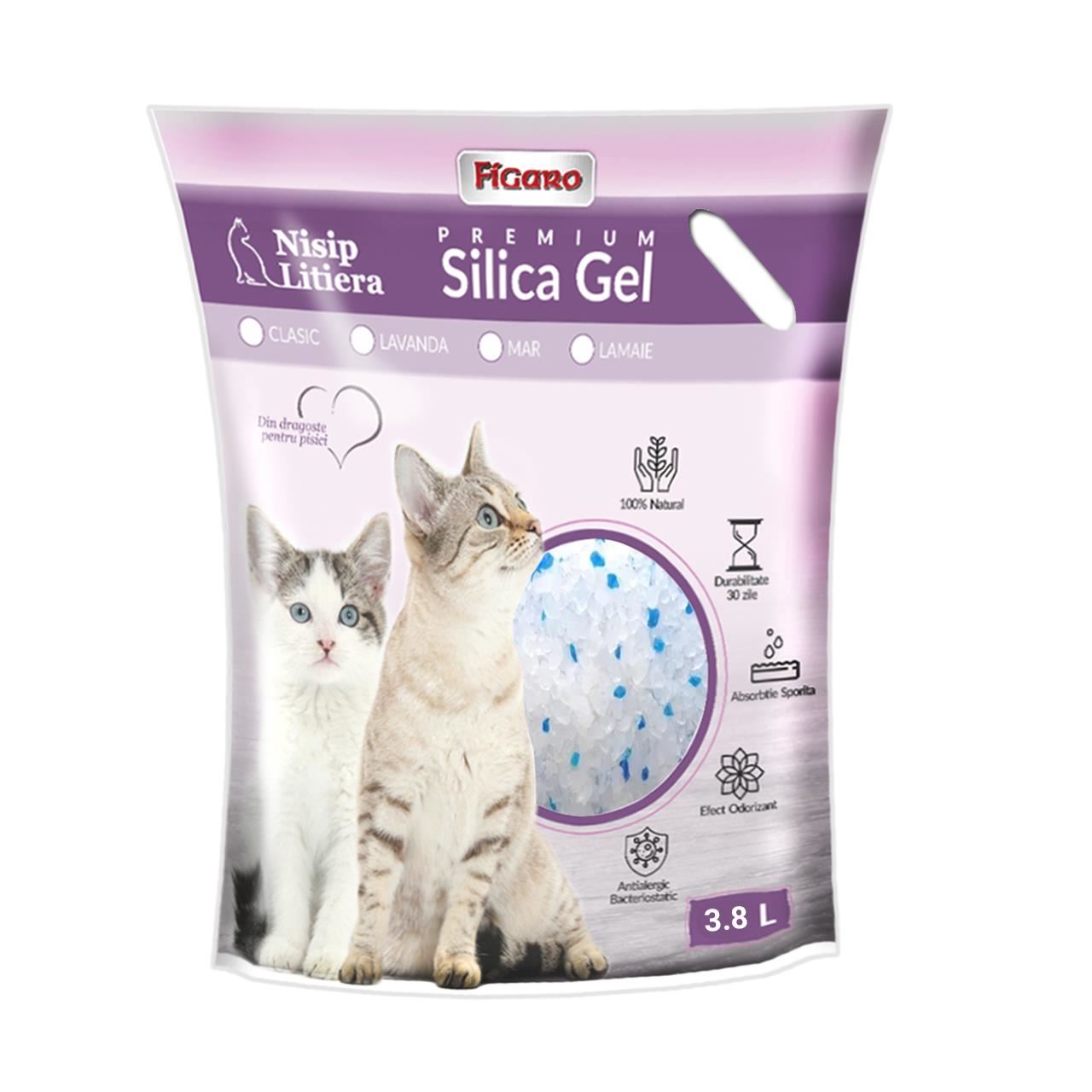 ASTERNUT PENTRU LITIERA PISICI NISIP SILICA-GEL FIGARO PREMIUM 3.8L-CLASIC