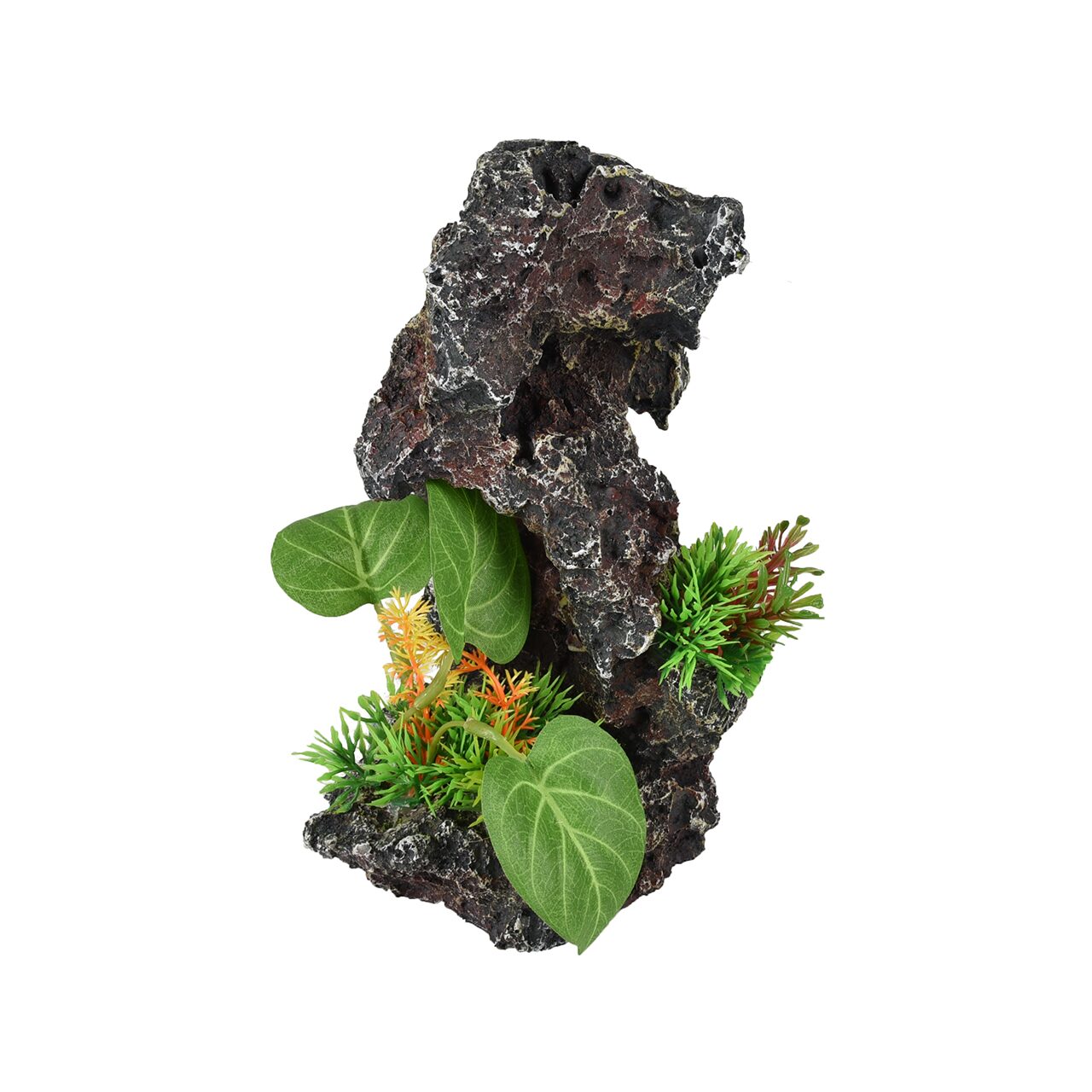 DECOR PENTRU ACVARIU PETRA MIC ROCA SI PLANTE FLAMINGO 13X12X21CM