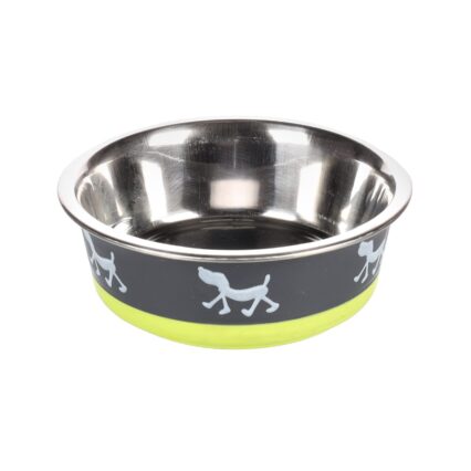 CASTRON PENTRU CAINI DIN INOX GREY/LIME FLAMINGO 17CMx900ML