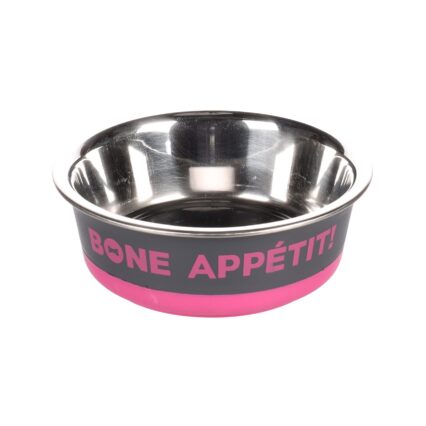 CASTRON PENTRU CAINI DIN INOX BONE APPETIT FUCHSIA FLAMINGO 14CMx400ML