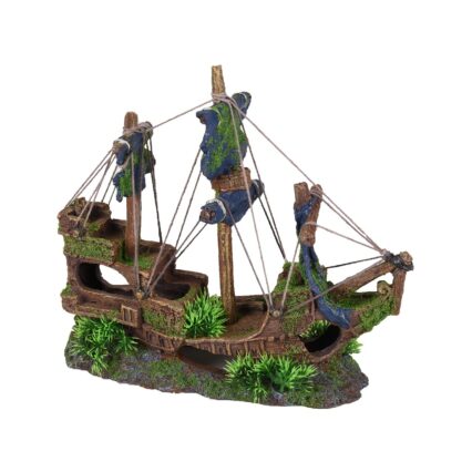 DECOR PENTRU ACVARIU EPAVA CU 3 CATARGE FLAMINGO 31X11X27CM