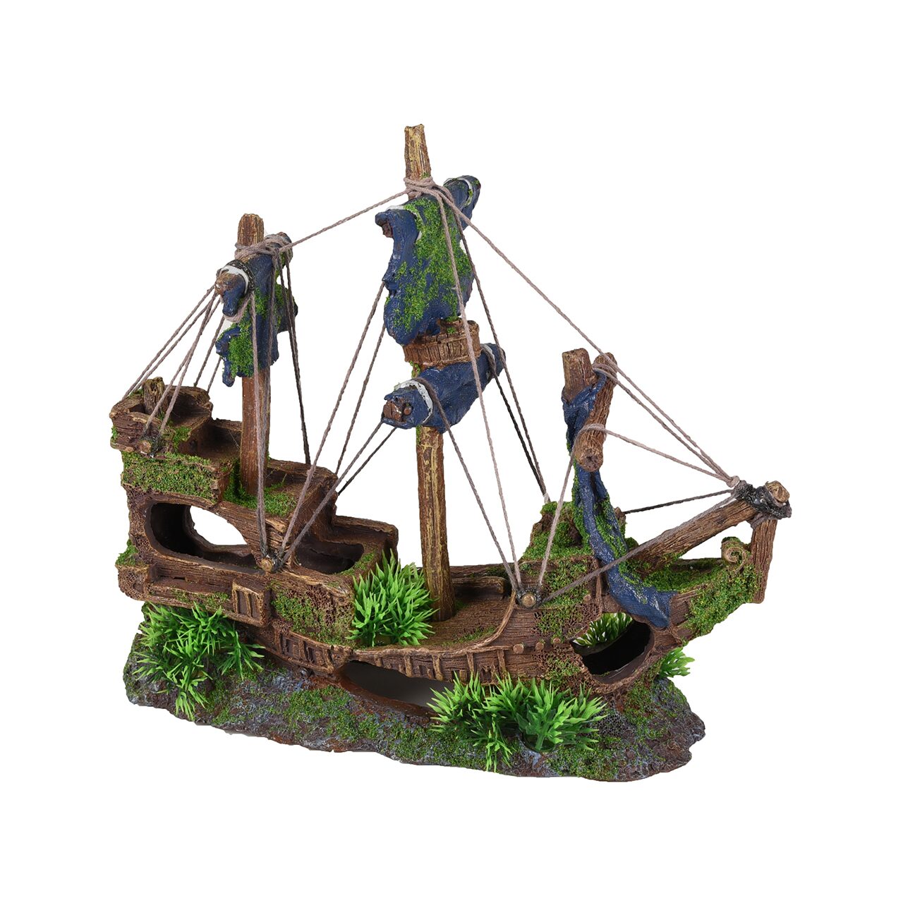 DECOR PENTRU ACVARIU EPAVA CU 3 CATARGE FLAMINGO 31X11X27CM