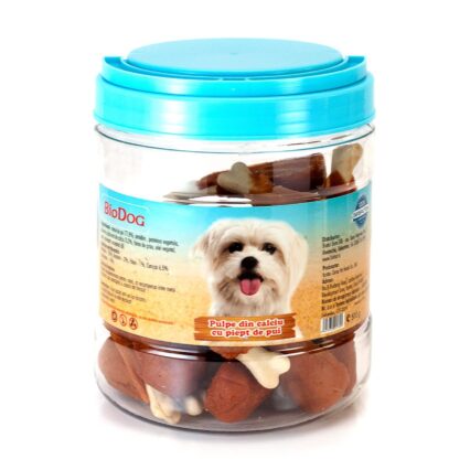 RECOMPENSE PENTRU CAINI BIODOG PULPE DIN CALCIU CU PIEPT DE PUI 500G/CE-22H