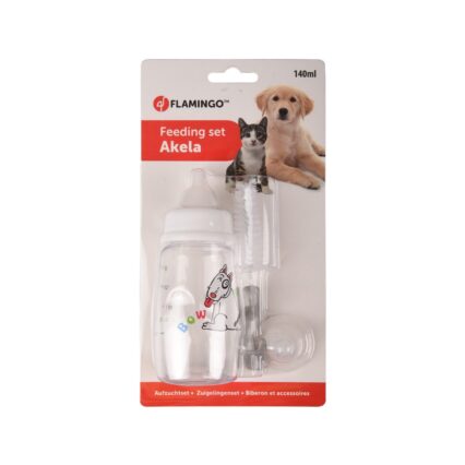 SET BIBERON+TETINE+PERIE FLAMINGO PENTRU CAINI SI PISICI 140ML