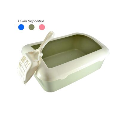 LITIERA PENTRU PISICI CU RAMA SI LOPATICA MIXED COLORS 41x30x13(h)cm/LD547B