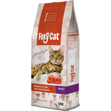 Hrana uscata pentru pisici Foxy Cat cu somon ton legume 15 kg