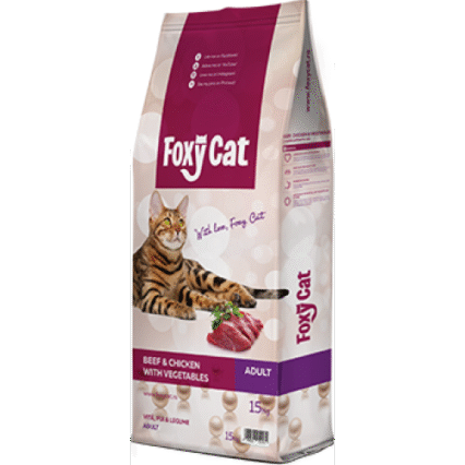 Hrana uscata pentru pisici Foxy Cat cu vita pui si legume 15 kg