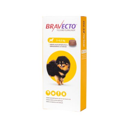 BRAVECTO ANTIPARAZITAR EXTERN CAINE TALIE FOARTE MICA 112.5MG (2-4.5KG)