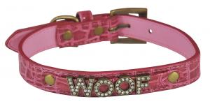 Zgarda piele woof L roz