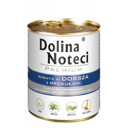 Hrana umeda pentru caini Dolina Noteci cu broccoli si cod 800 g