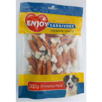 Recompense pentru caini oase cu calciu si pui Enjoy Carnivore 300 g