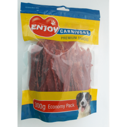 Recompense pentru caini Enjoy Carnivore cu rata 300 g