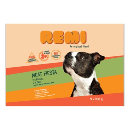 Hrana umeda Remi Meat Fiesta cu Vita si Pasare 4x100 gr