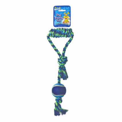 Jucarie pentru caini sfoara cu minge de tenis Soleil 40 cm