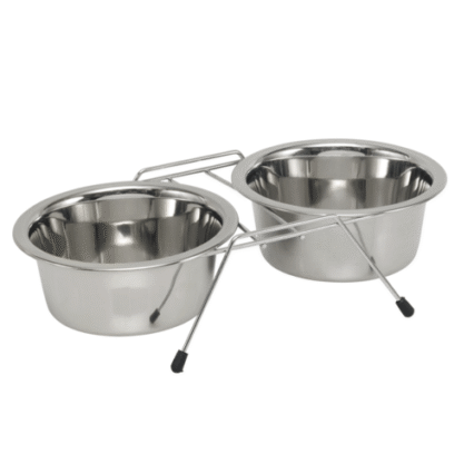 Castron dublu din inox cu suport pentru caini Nobby 800ml