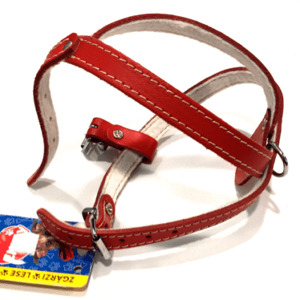 Ham reglabil din piele pentru caini Enjoy Nr. 1 Rosu 330/360-420/15mm