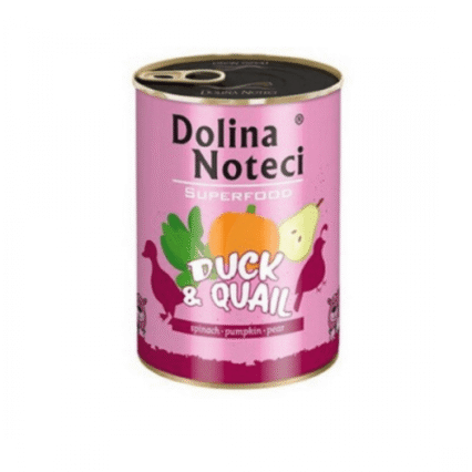 Hrana umeda pentru caini Dolina Noteci Superfood Rata/Prepelita 800 gr