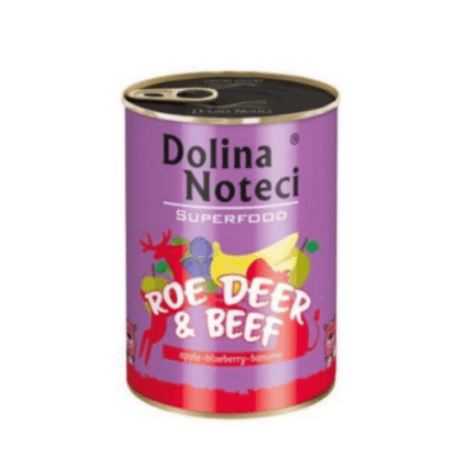 Hrana umeda pentru caini Dolina Noteci Superfood Caprioara/Vita 800 gr