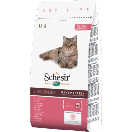 Hrana uscata pentru pisici Schesir Sterilised Monoprotein cu sunca 400 g