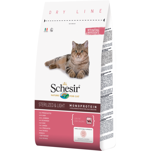 Hrana uscata pentru pisici Schesir Sterilised Monoprotein cu sunca 400 g