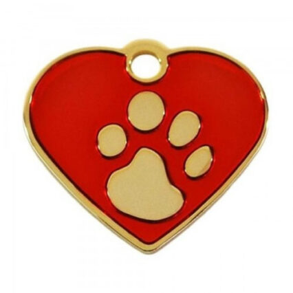 Medalion pentru caini Inima Labute Gold Red Imac S