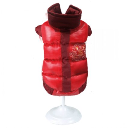 Jacheta rosie cu guler pentru caini Croci Pole Star 40 cm