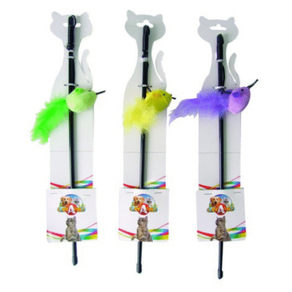 Jucarie pentru pisici model udita soarece cu pene