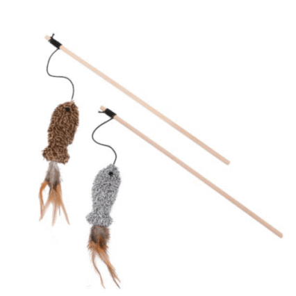 Jucarie pentru pisici Enjoy Undita din lemn 40cm