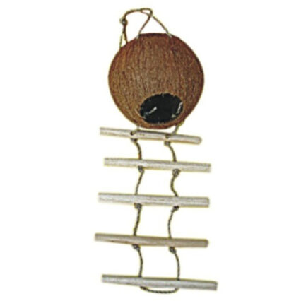 Jucarie pentru pasari mari Nuca de Cocos&Scara Lemn 45cm
