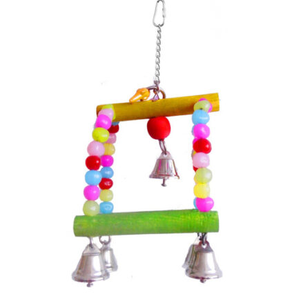 Jucarie pentru pasari medii Lemn si Margele color 27 cm