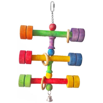 Jucarie pentru pasari mari Gantere Lemn Color 38X24cm