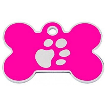 Medalion pentru caini Os Labute Silver Pink Imac L