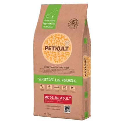 Hrana uscata pentru caini Petkult Sensitive Medium Adult cu miel si orez 12 kg