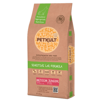 Hrana uscata pentru caini Petkult Sensitive Medium Junior cu miel si orez 12 kg