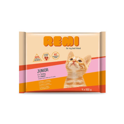 Hrana umeda pentru pisici junioriRemi Curcan/Iepure 4x100gr