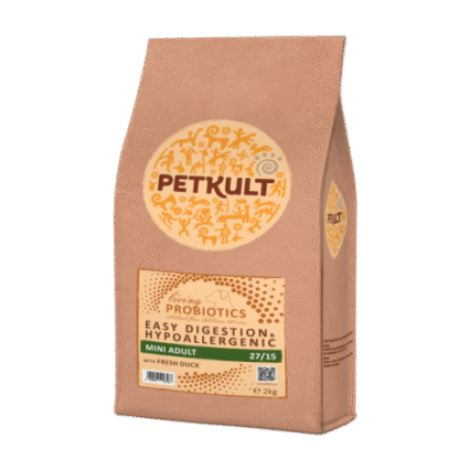 Hrana uscata pentru caini Petkult Probiotics Mini Adult cu rata si orez 2 kg