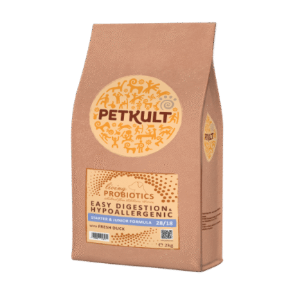 ​Hrana uscata pentru caini Petkult Probiotics Starter Junior cu rata si orez 2 kg