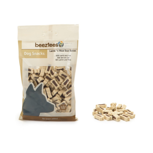 Recompense pentru caini Beeztees Snack oase duo cu miel si orez 150 g