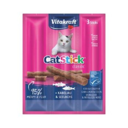 Recompense pentru pisici Vitakraft Cat Stick cu Cod si Merluciu 18 g