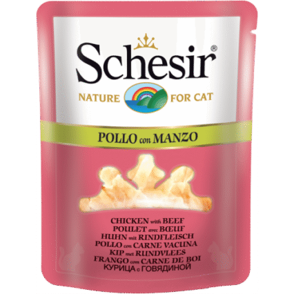 Hrana umeda pentru pisici Schesir supa cu pui si vita 70 g