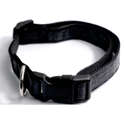 Zgarda neagra din piele ecologica pentru caini Hamate 31.5-50 cm