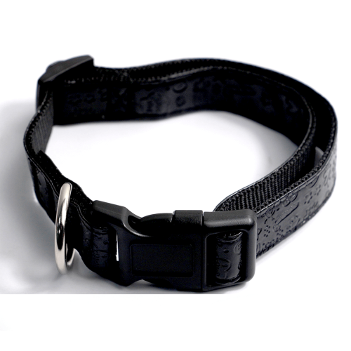 Zgarda neagra din piele ecologica pentru caini Hamate 31.5-50 cm